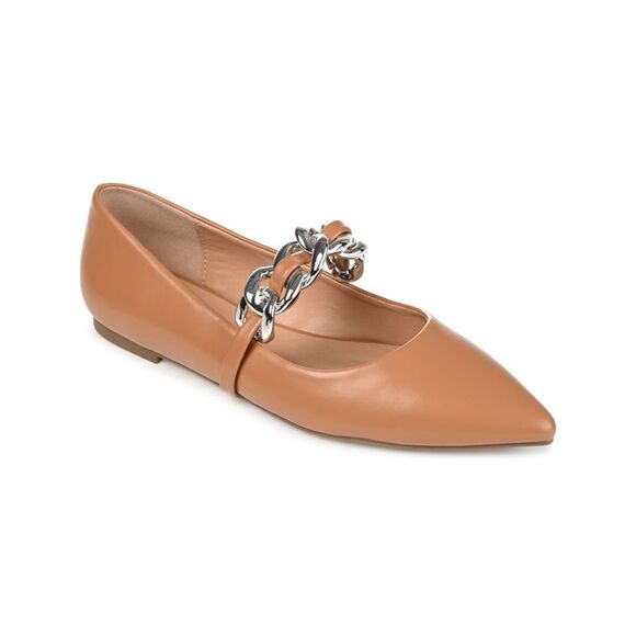 JOURNEE COLLECTION Shoes - JOURNEE COLLECTION Womens Brown Chain Mary Jane Metinaa Slip On Ballet Flats 6.5